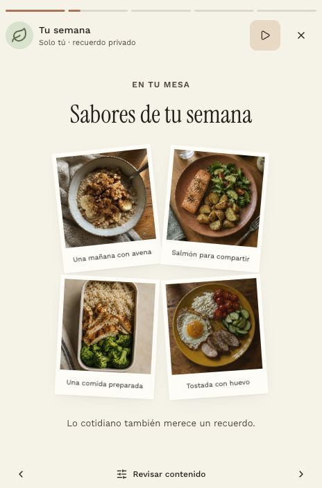 Demo weekly memory with meal photographs